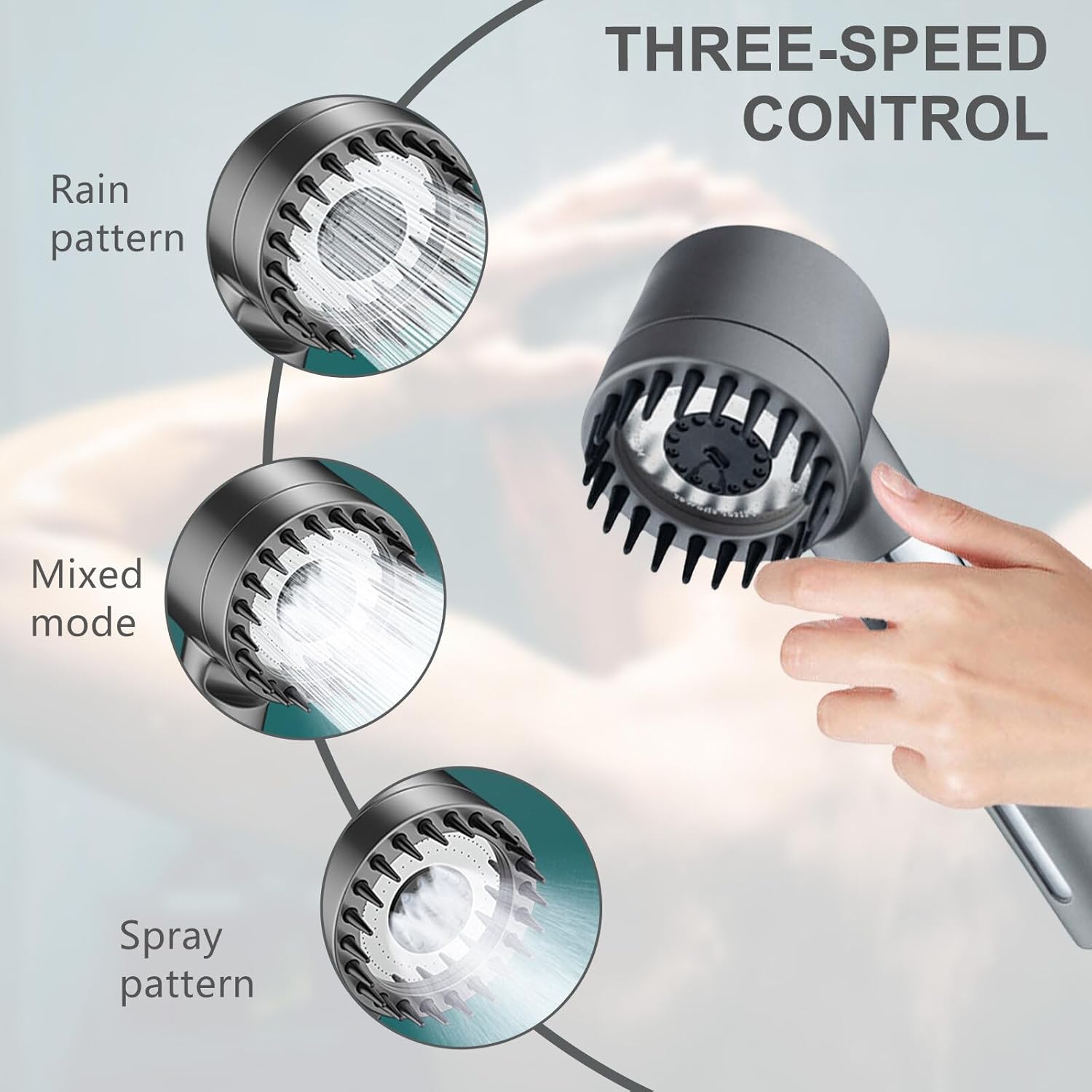 رأس دش عالي الضغط لإزالة الكلور والشوائب مع خرطوم وحامل دش